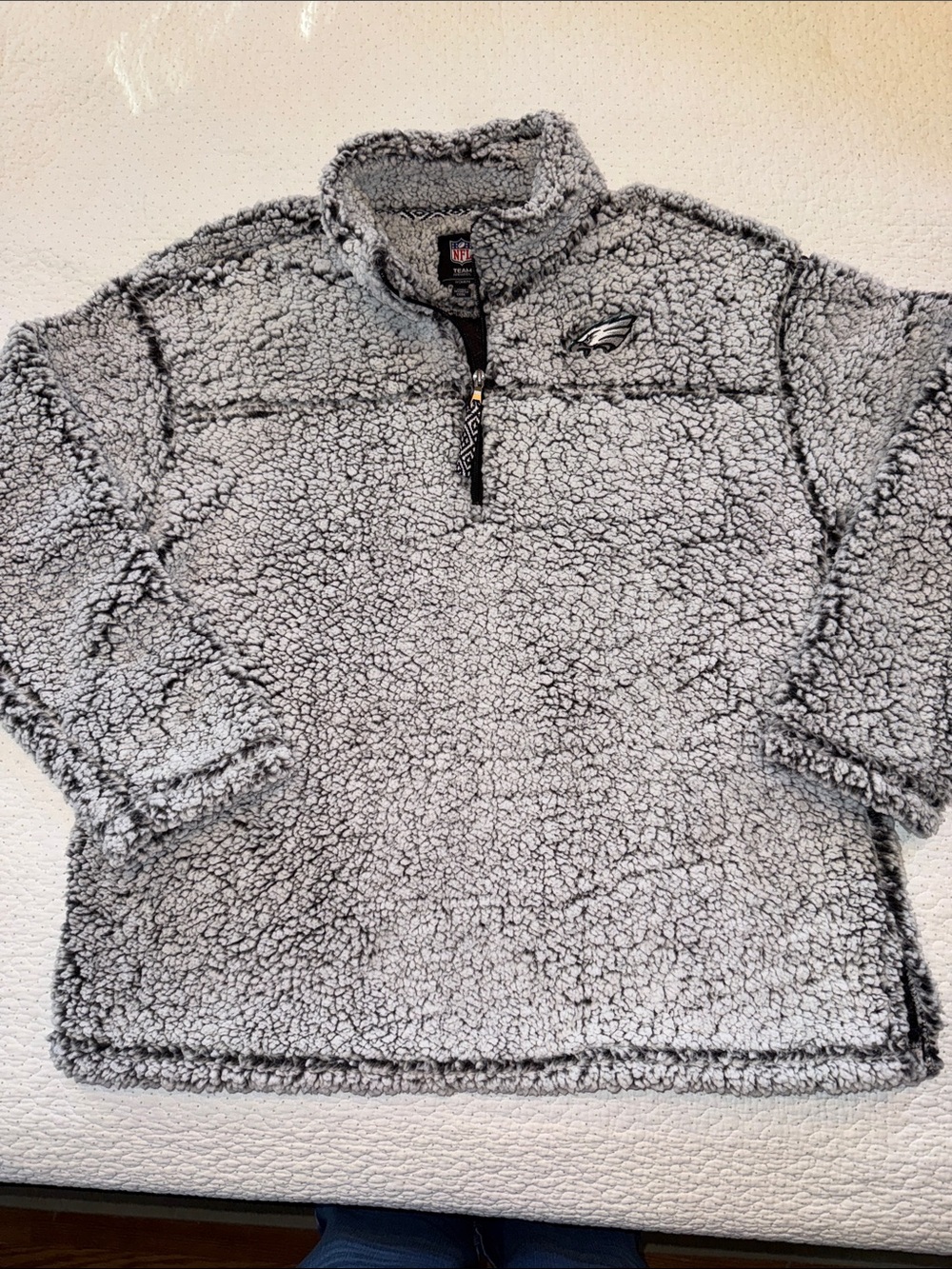 NFL Philadelphia Eagles women’s  Gray Sherpa Zip Pullover with Team Patch
